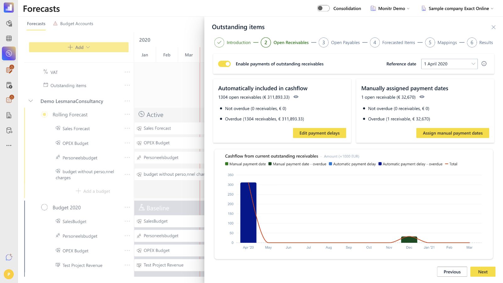 Open Receivables overview with automatic and manual groups