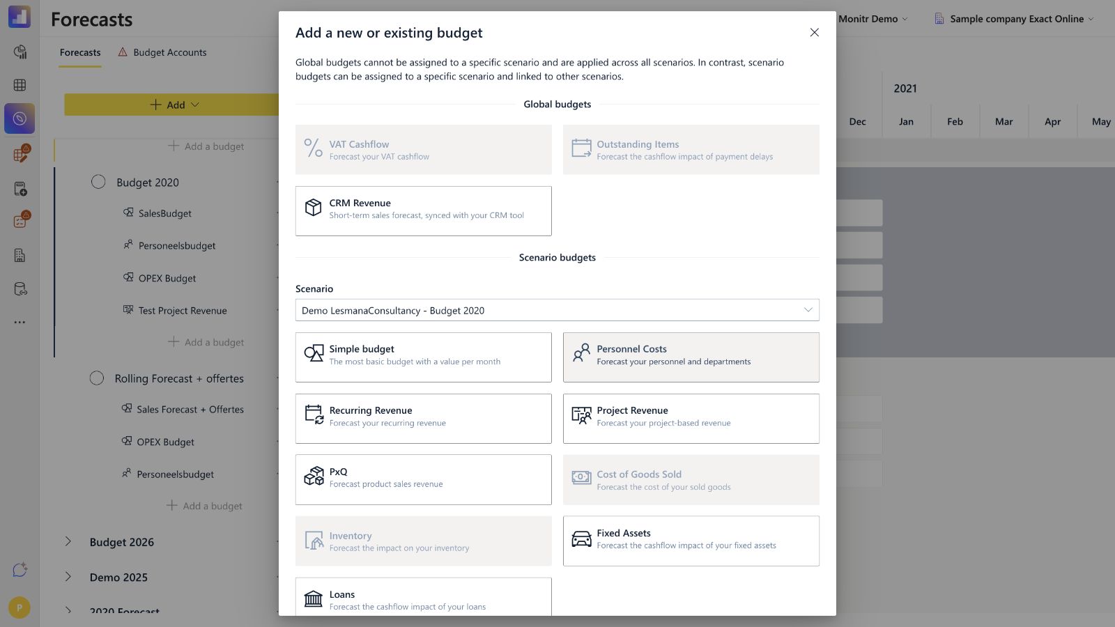 Select Simple Budget for the required scenario
