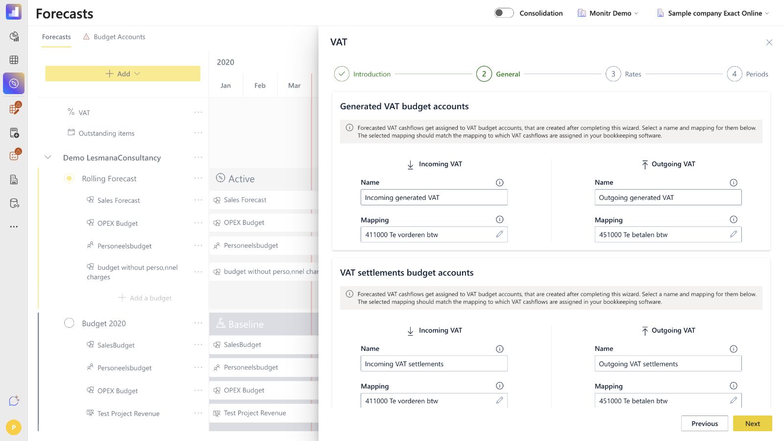 Step 2 — General, name and map the VAT accounts