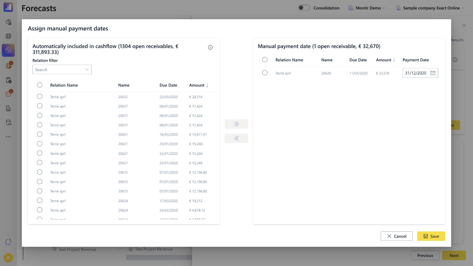 Assign manual payment dates