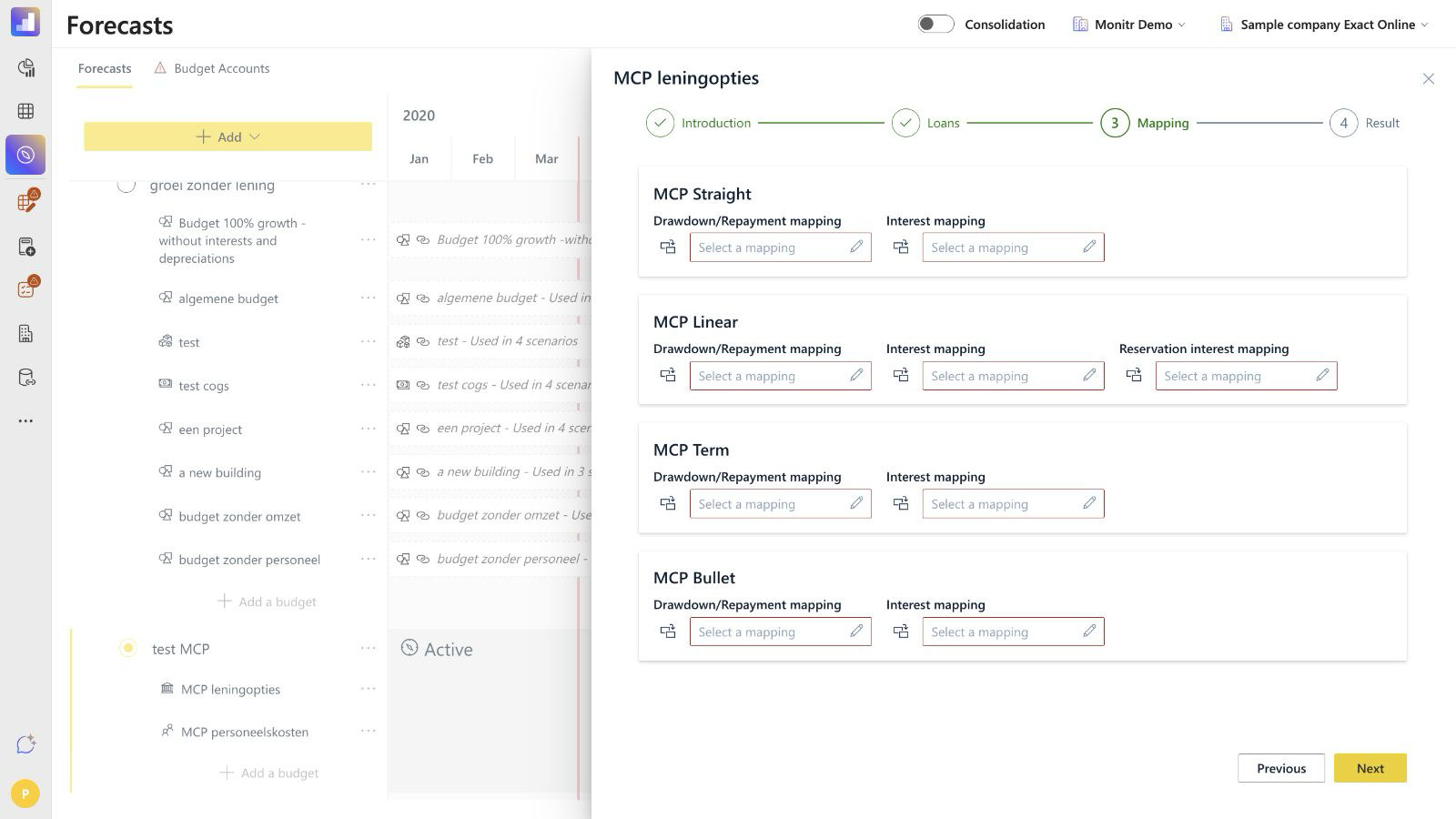 Loan mapping screen