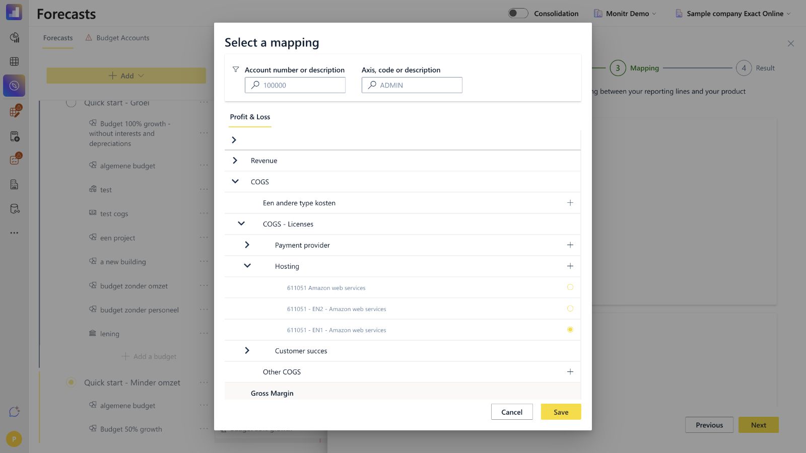 Mappingkiezer — Profit &amp; Loss