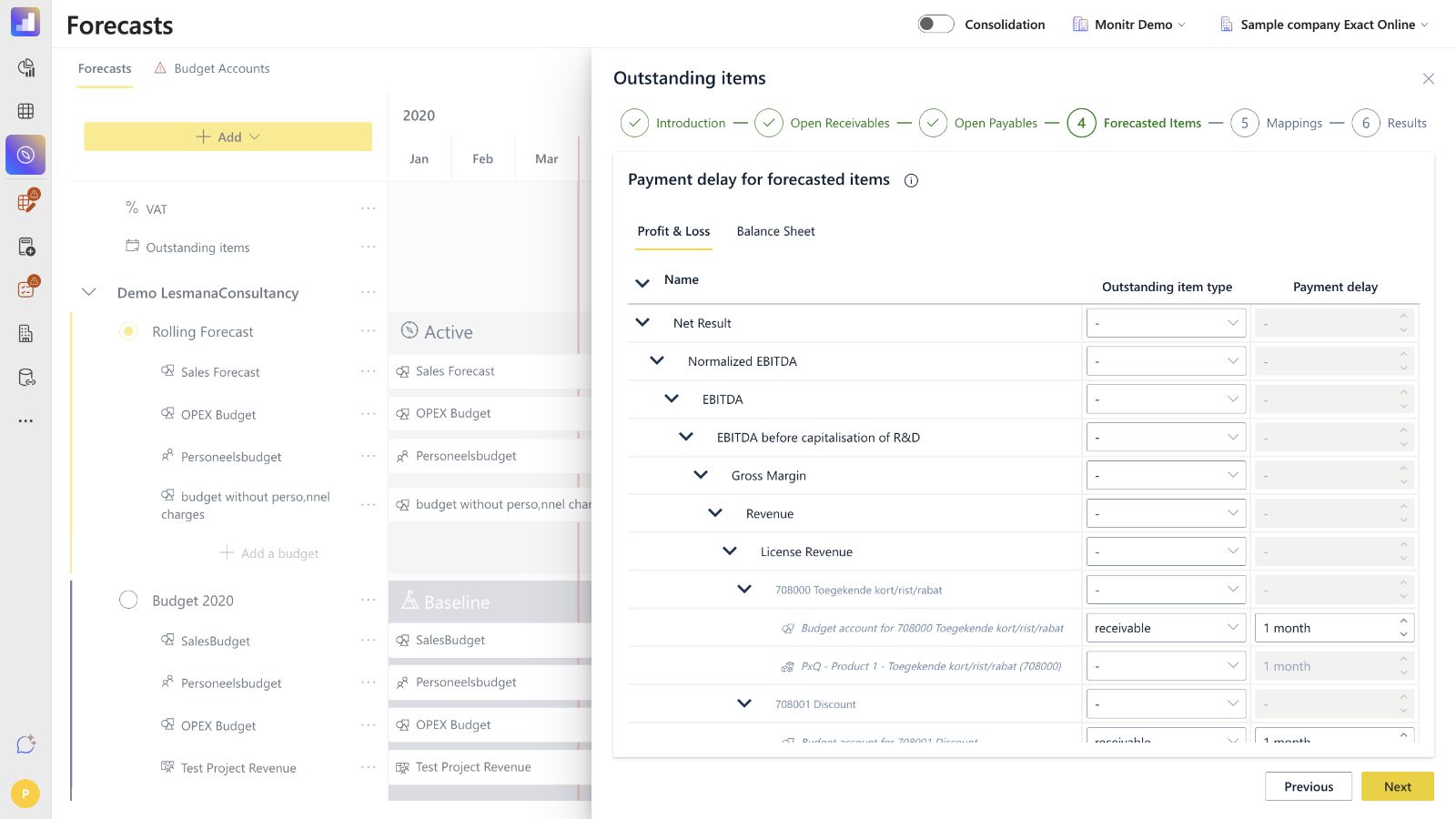 Configuratie van geforcaste posten
